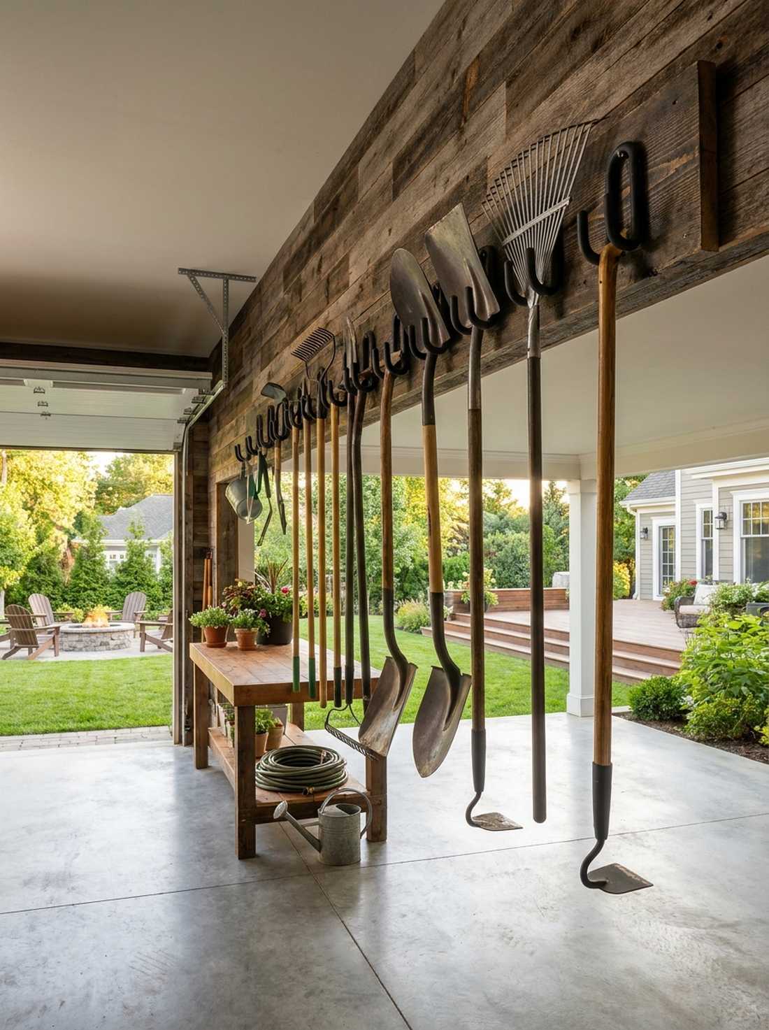 wooden garden tool organizer