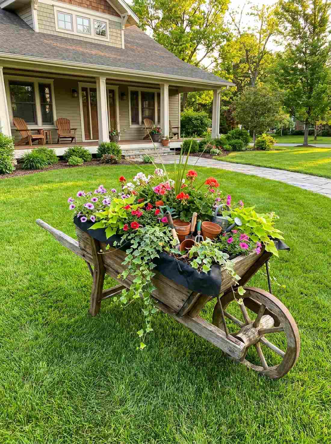 antique wheelbarrow planter