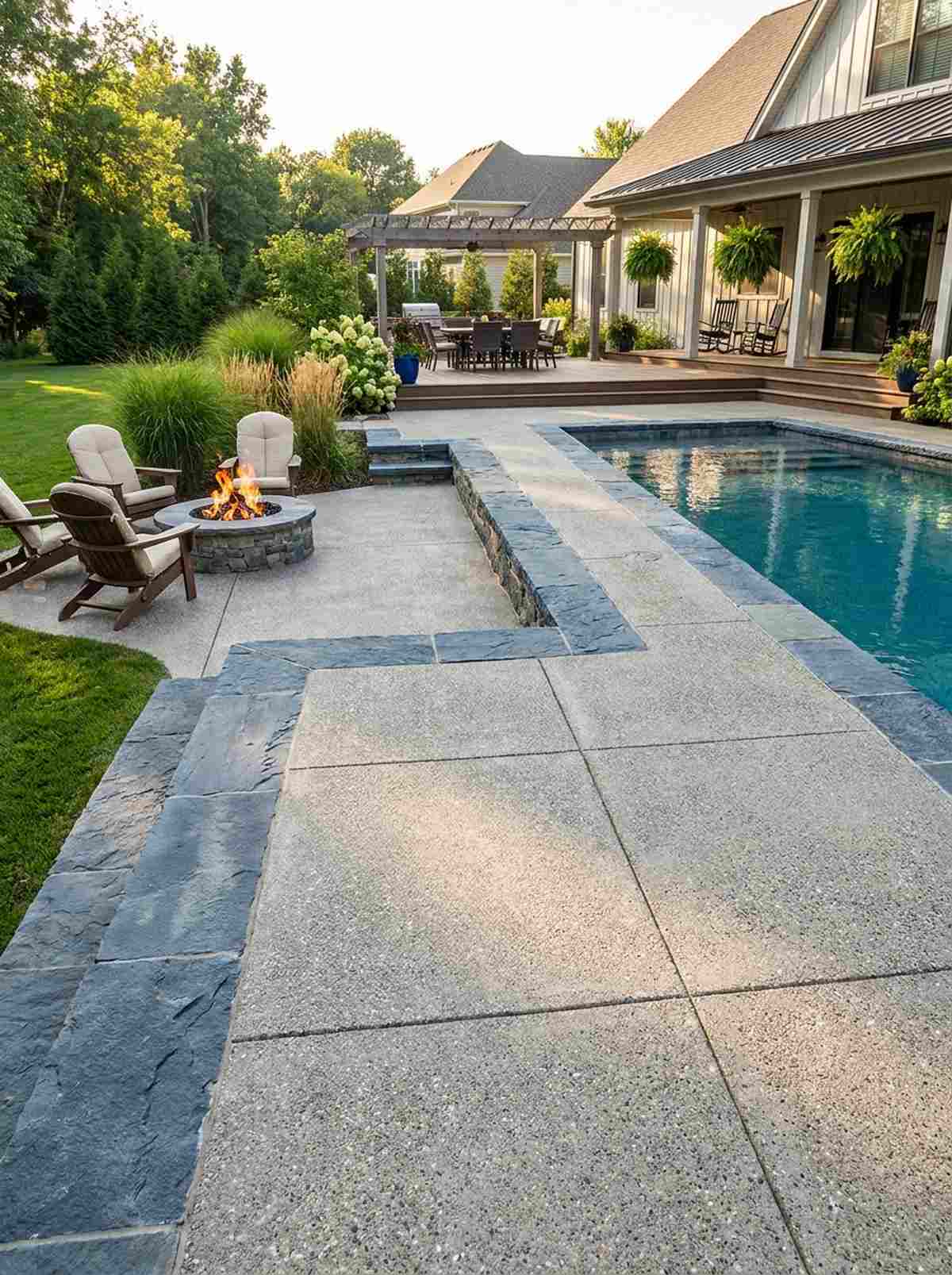 bluestone coping with concrete aggregate deck