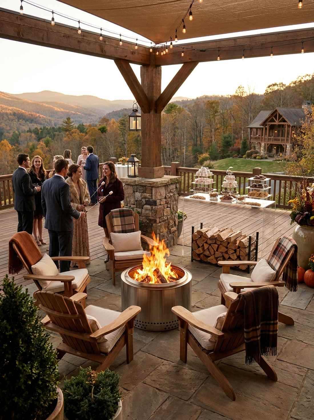 fire features for warmth and ambient glow