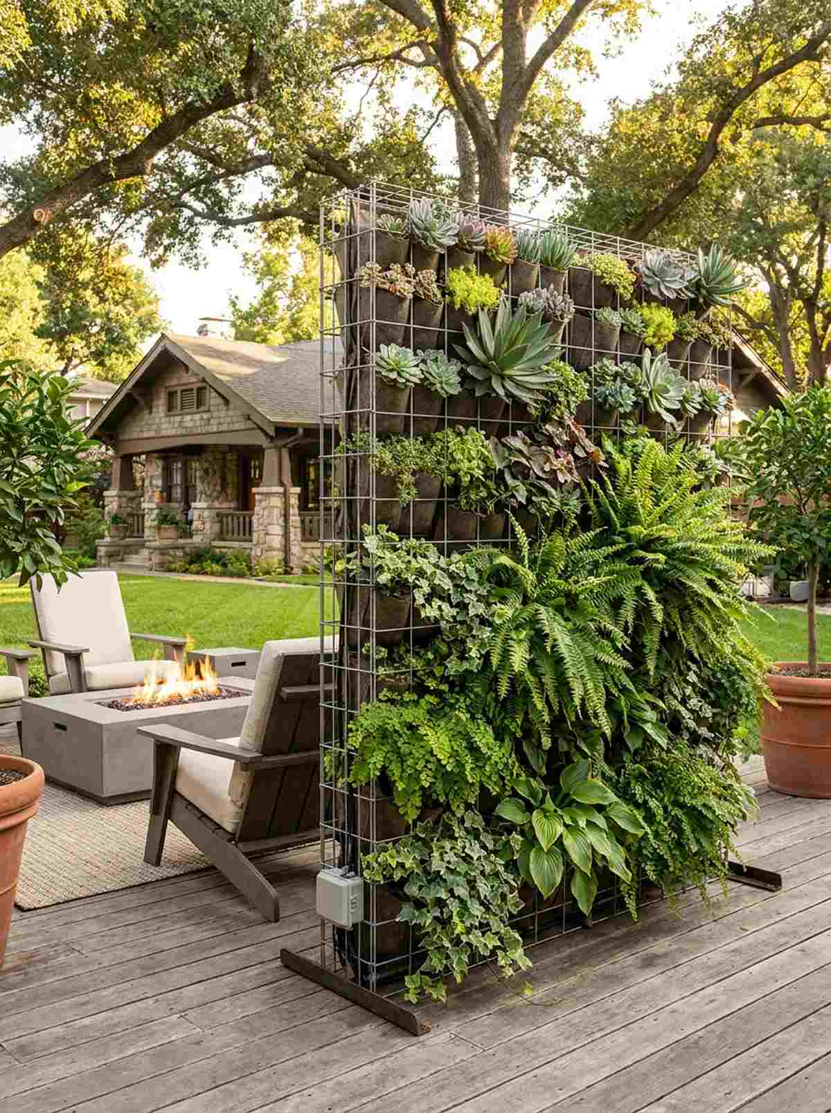 living wall divider with vertical garden