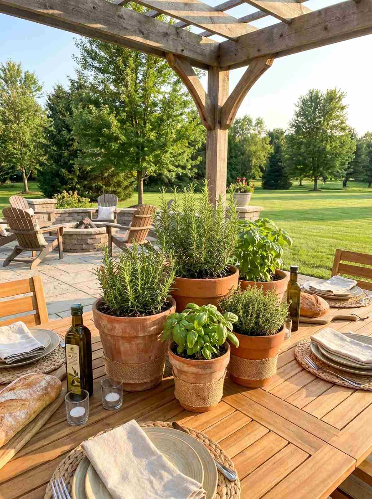 potted herb centerpieces