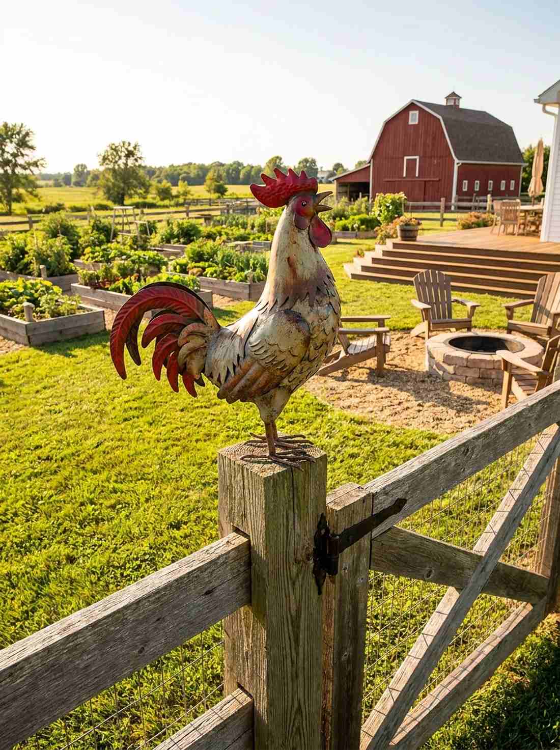 rooster on fence post