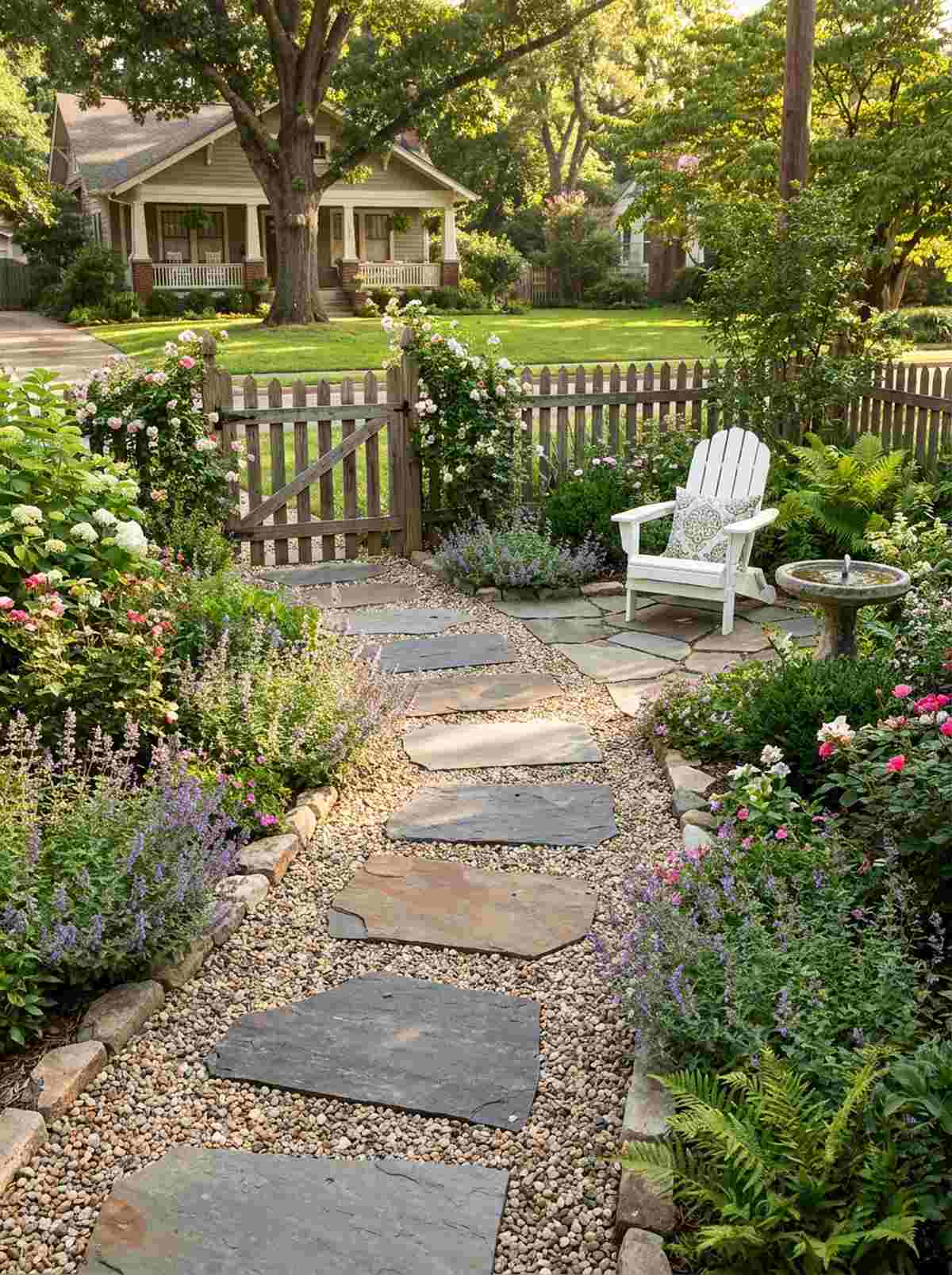 stepping stone path through gravel