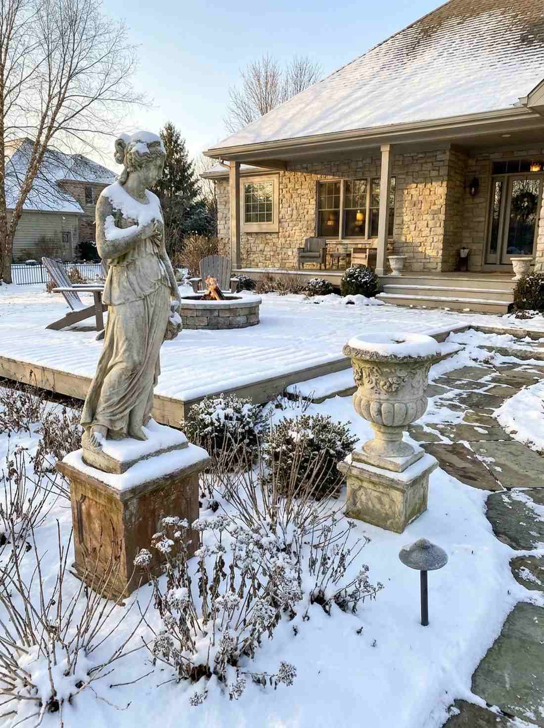 stone statuary and urns