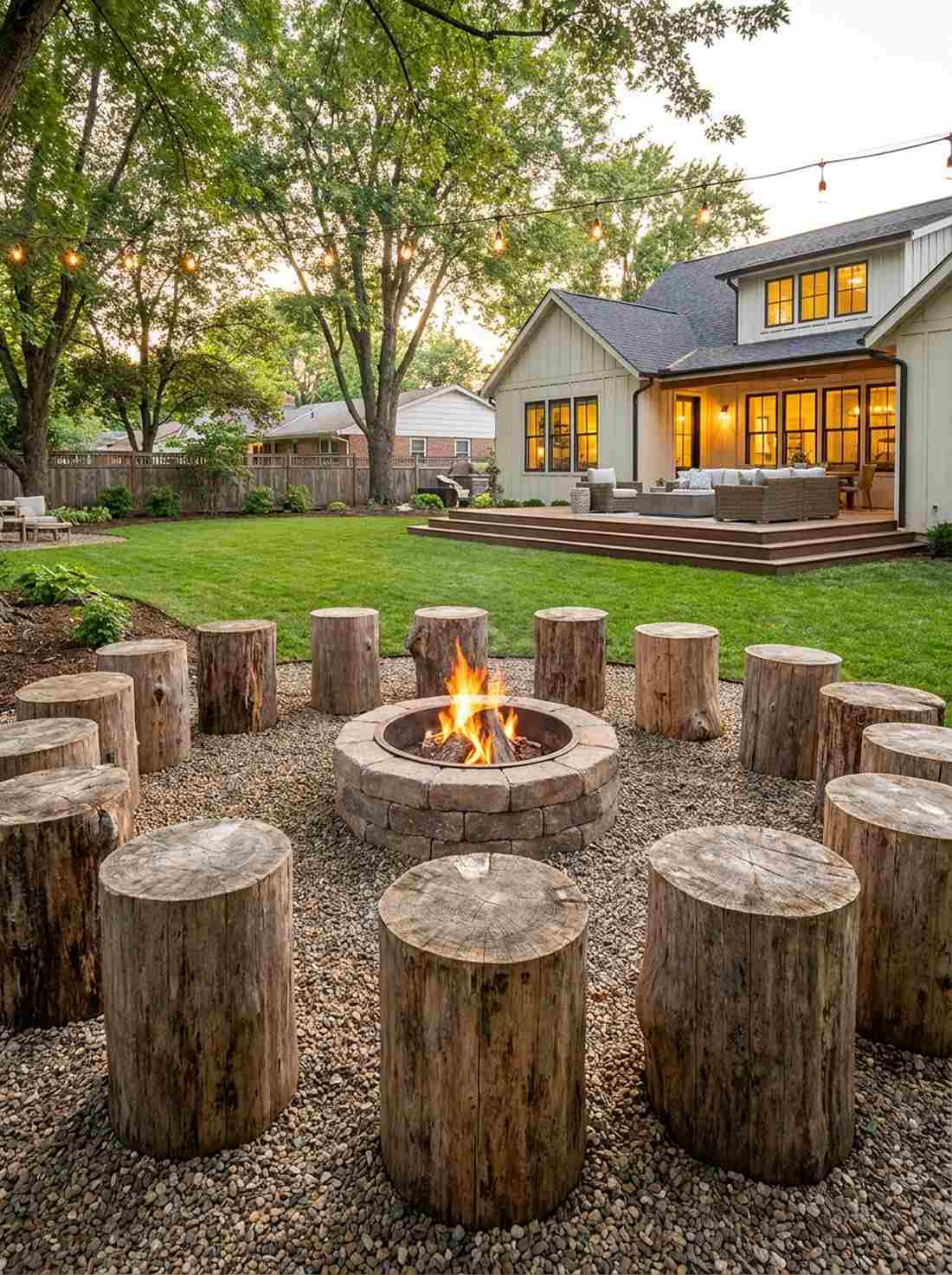 tree stump seating circles