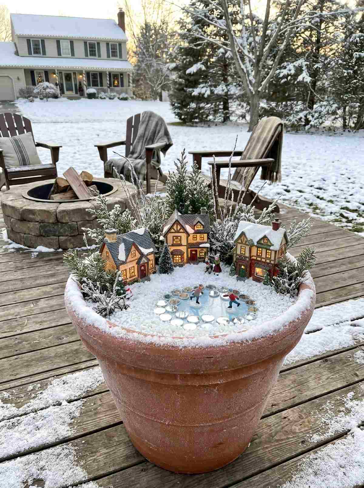 winter snow village scene
