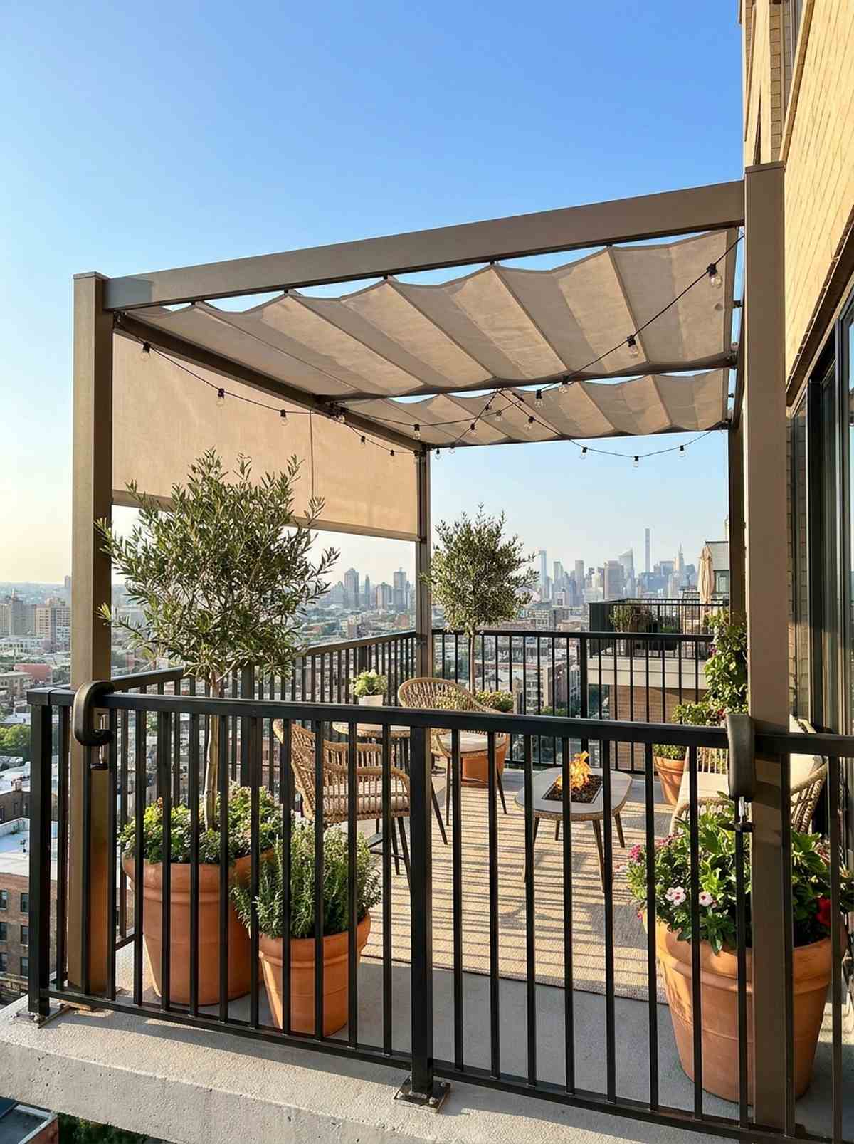 balcony rail mounted pergola