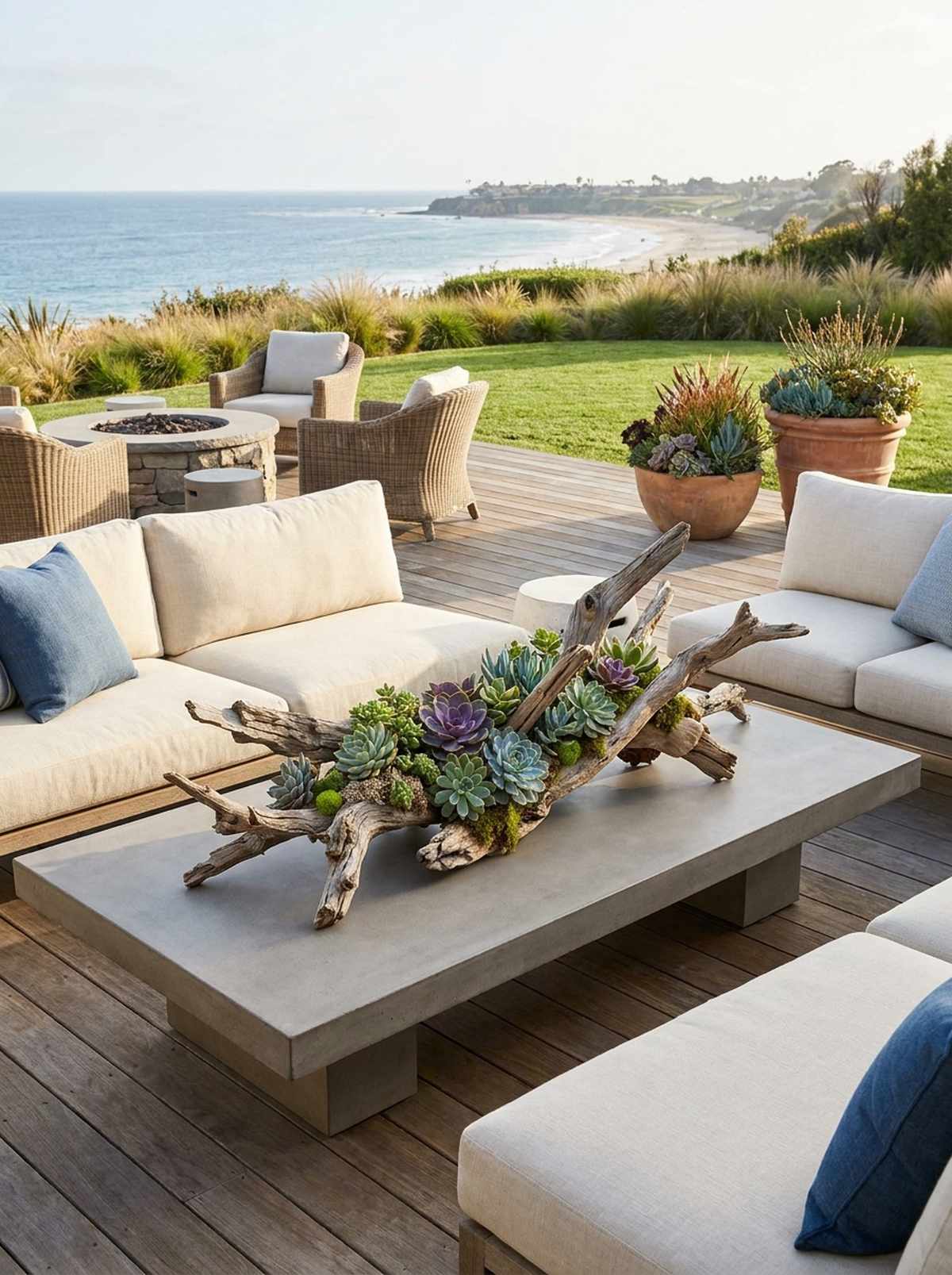 driftwood and succulent arrangements