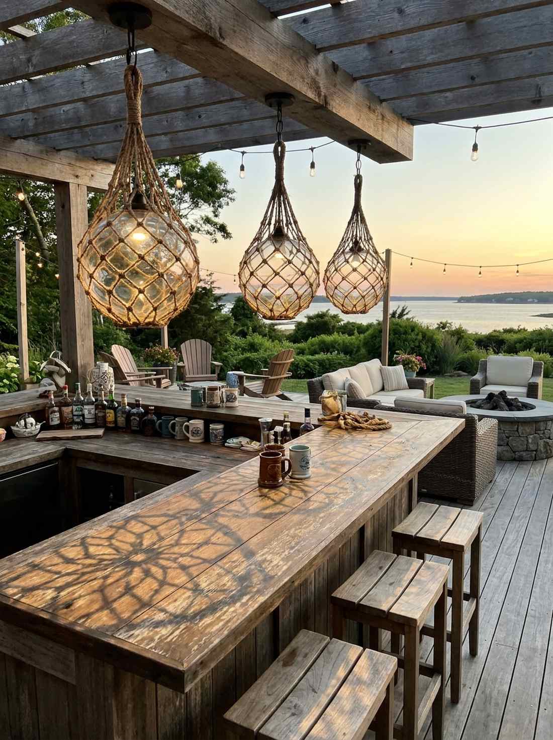 fisherman net wrapped pendants