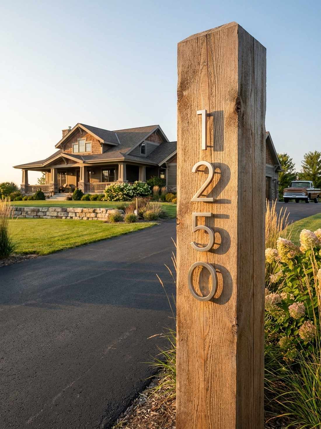 wooden address posts