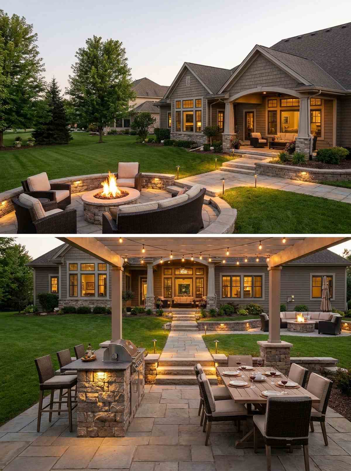 bar dining and fire pit