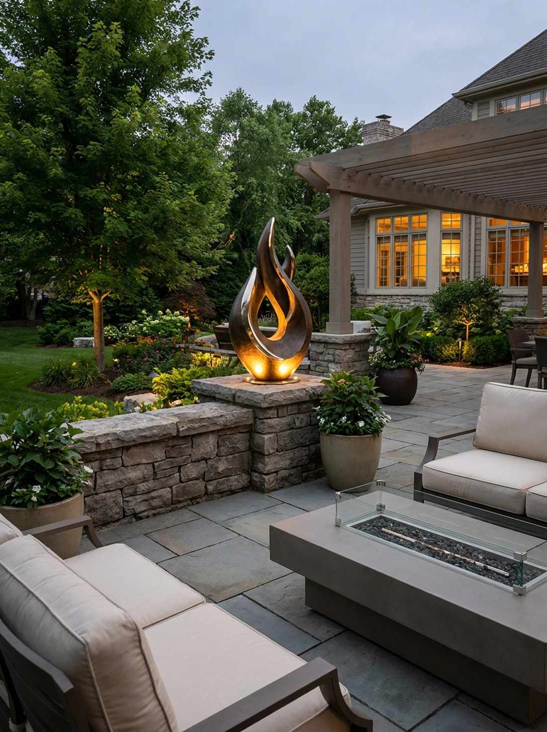 bronze flame sculpture
