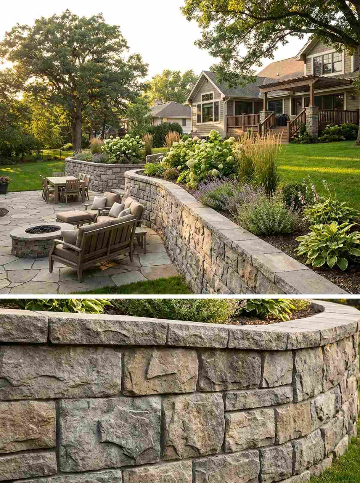 cultured stone veneer retaining wall