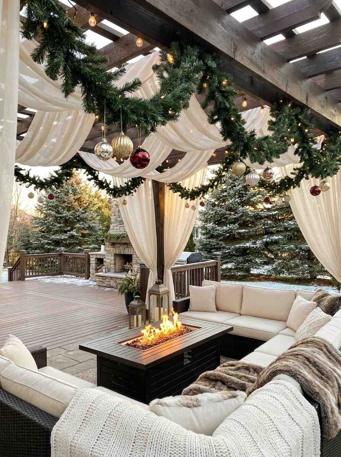 pergola overhead canopy draping