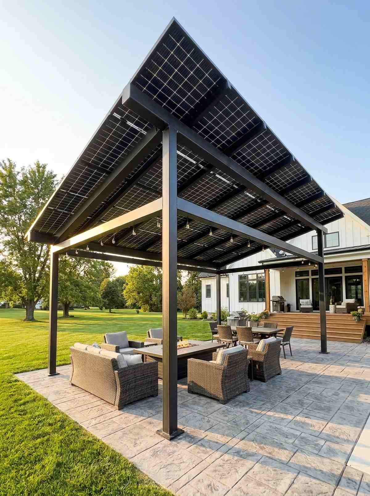solar panel pergola roof