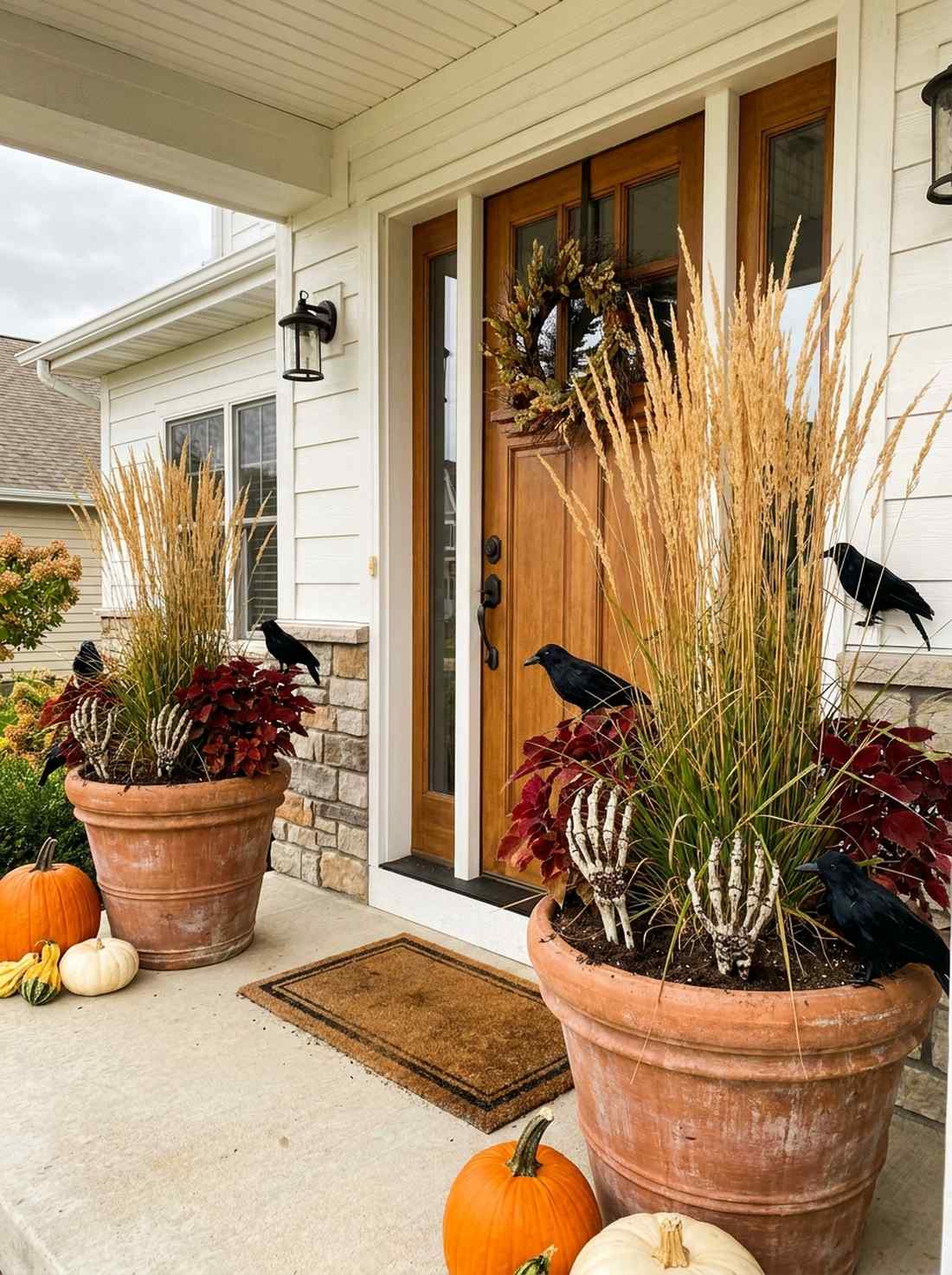 harvest to halloween transition planters