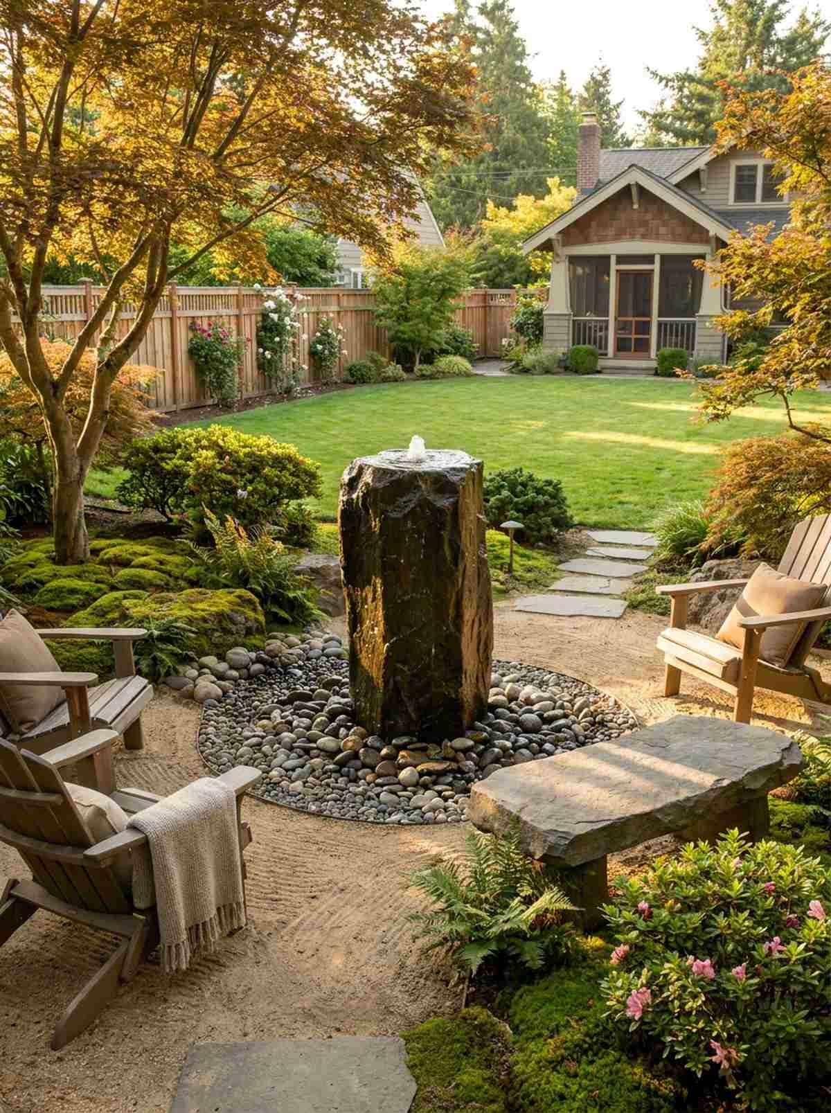 meditation garden with water feature