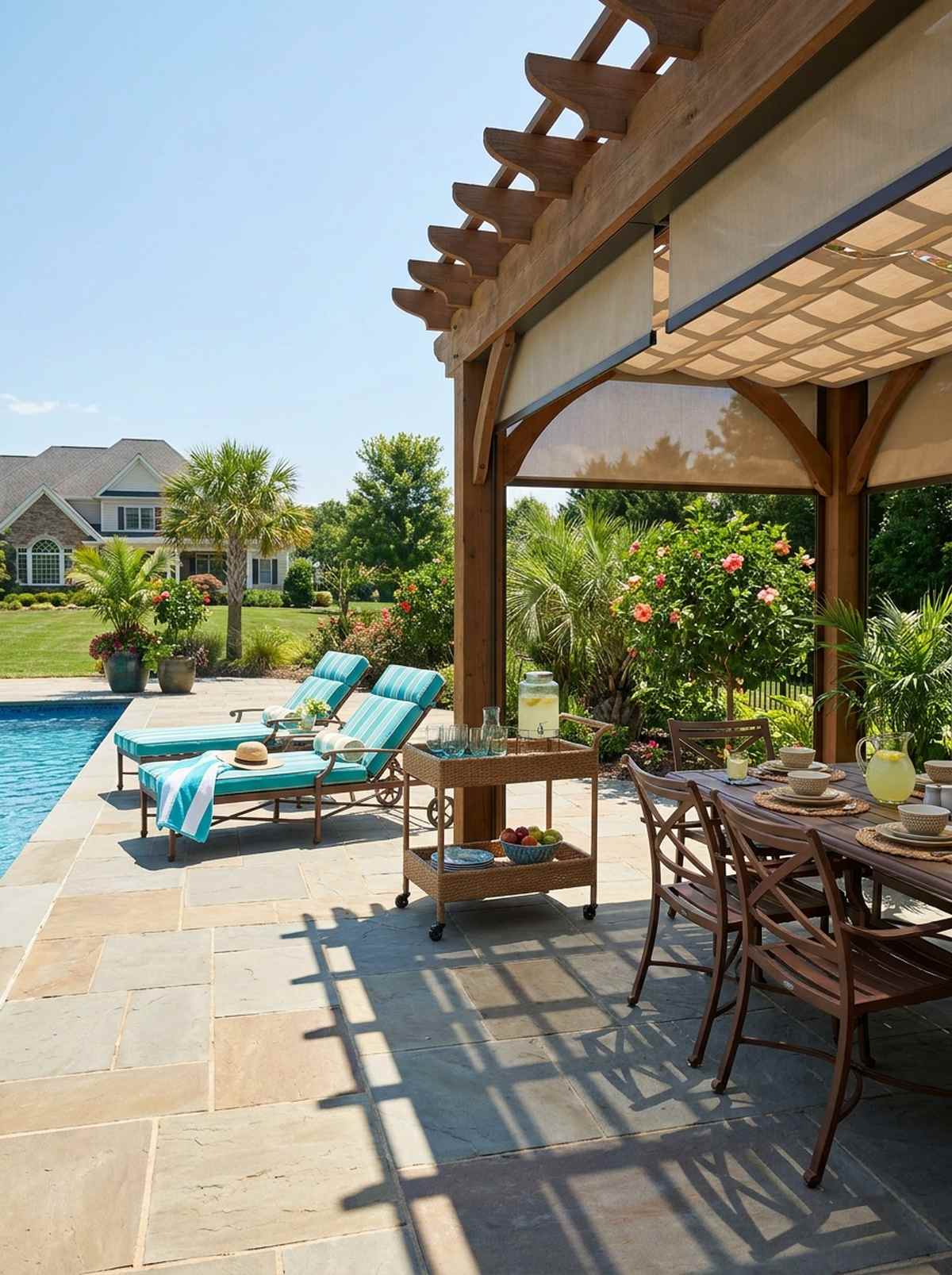 poolside dining and lounging