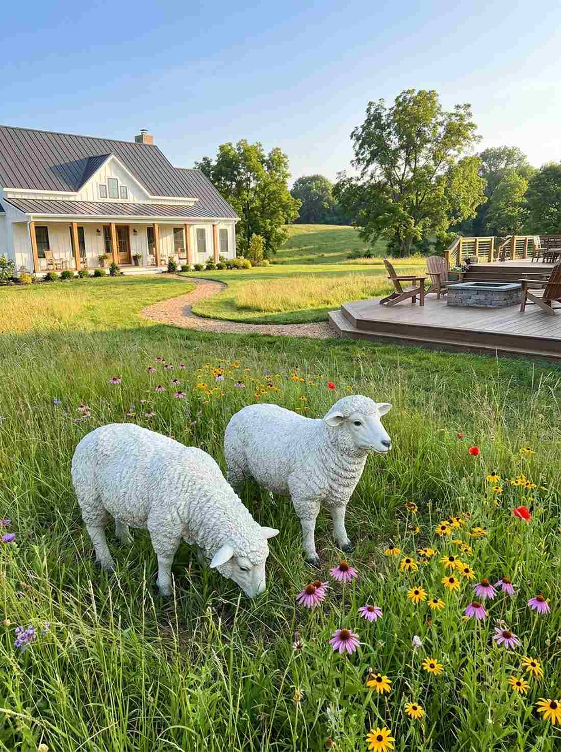 sheep grazing pair