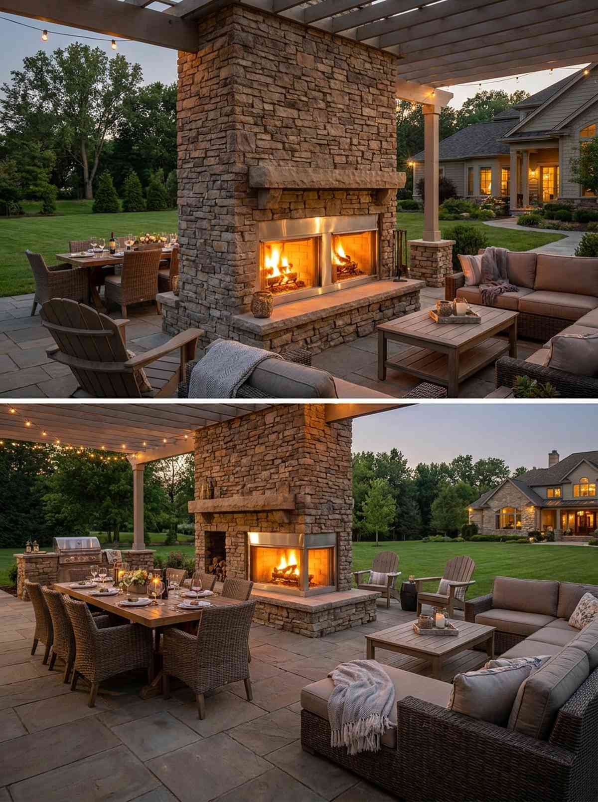 see through fireplace as dual focal point