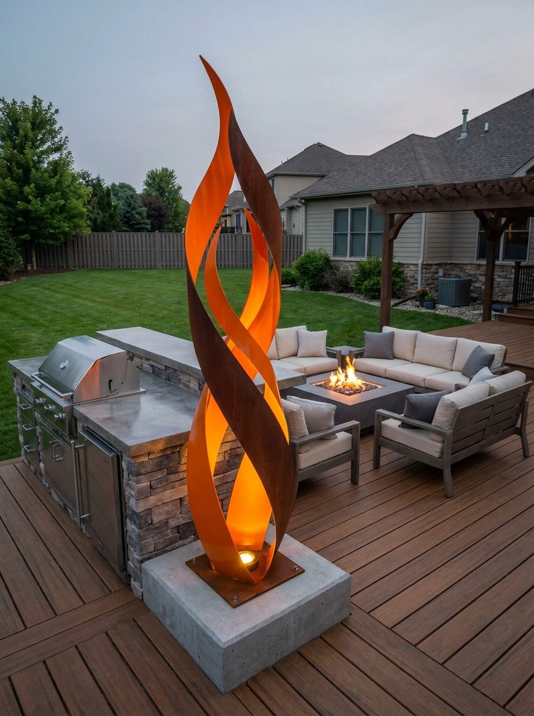 abstract flame sculptures