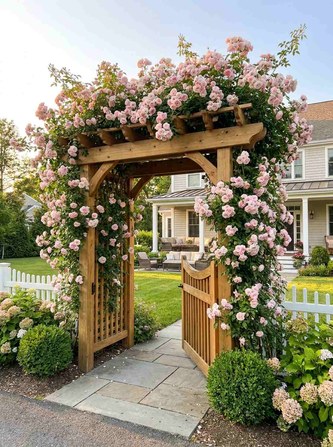 rose covered arbor gate