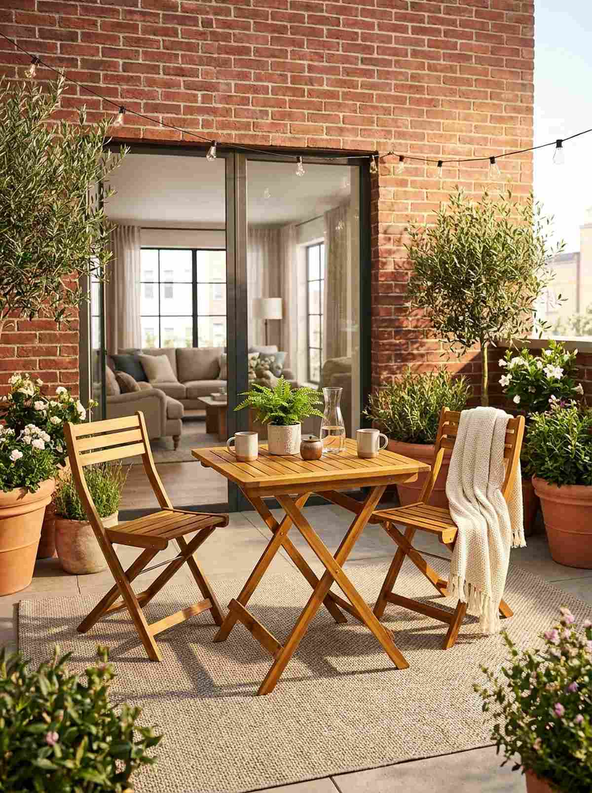 acacia wood foldable table chairs