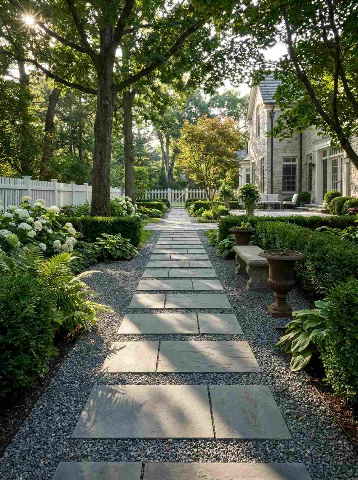 bluestone with gray pea gravel