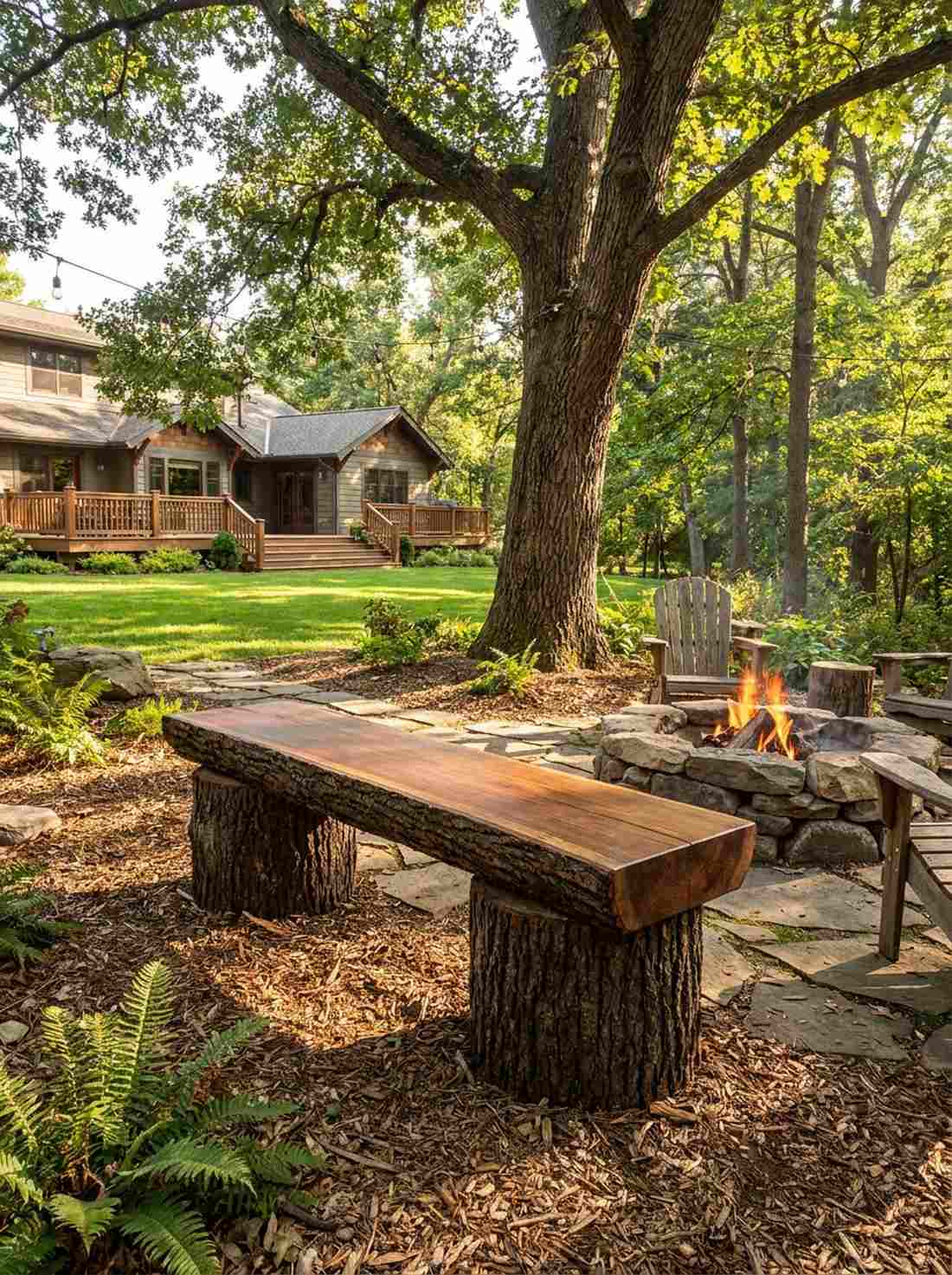 chunky timber garden benches
