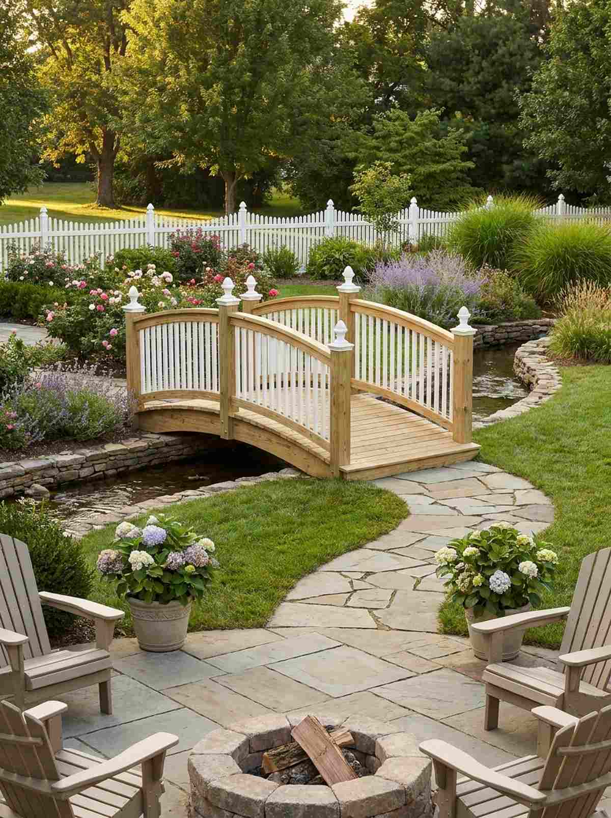 double arch picket rail bridge