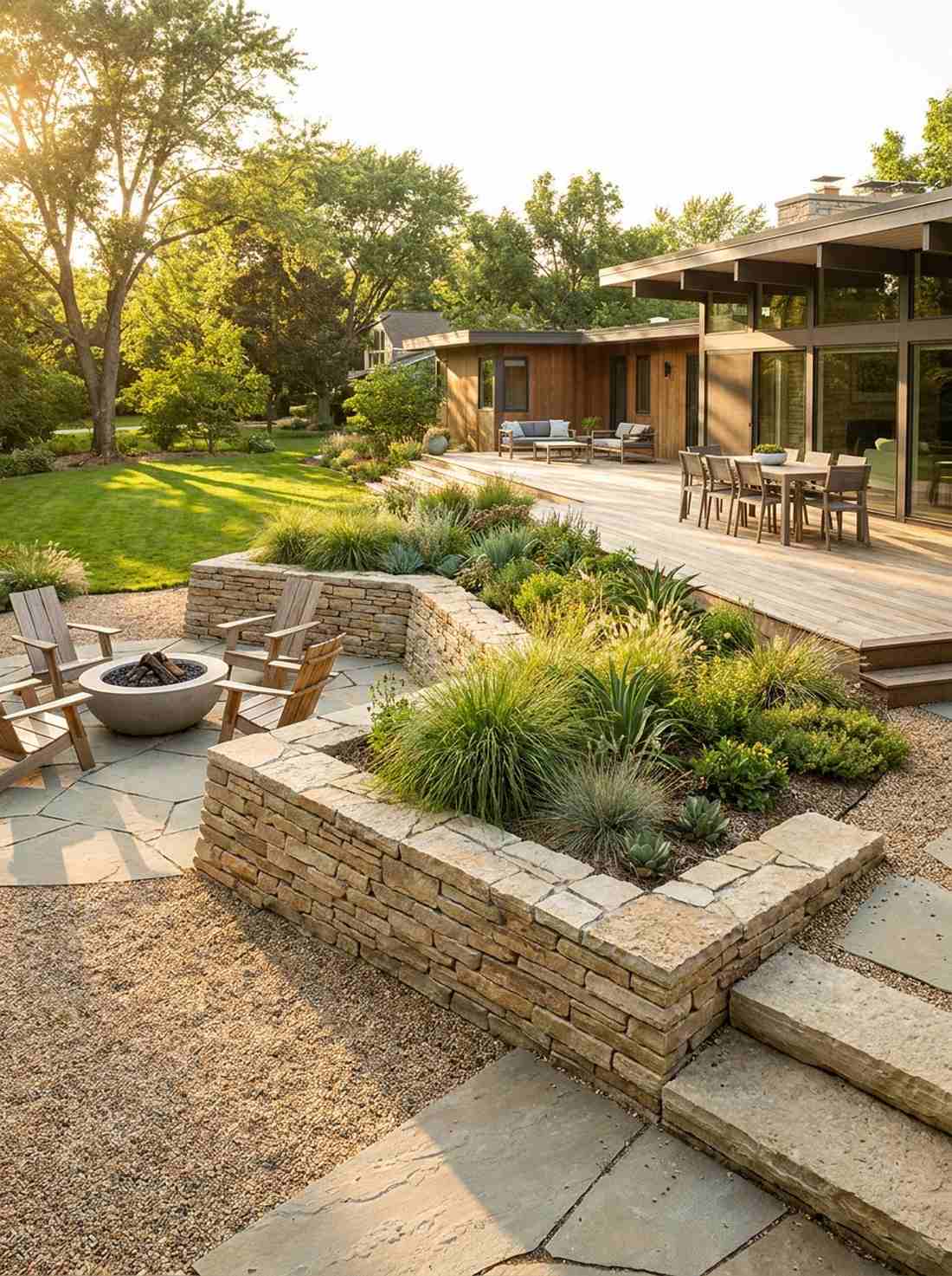 dry stacked stone retaining walls