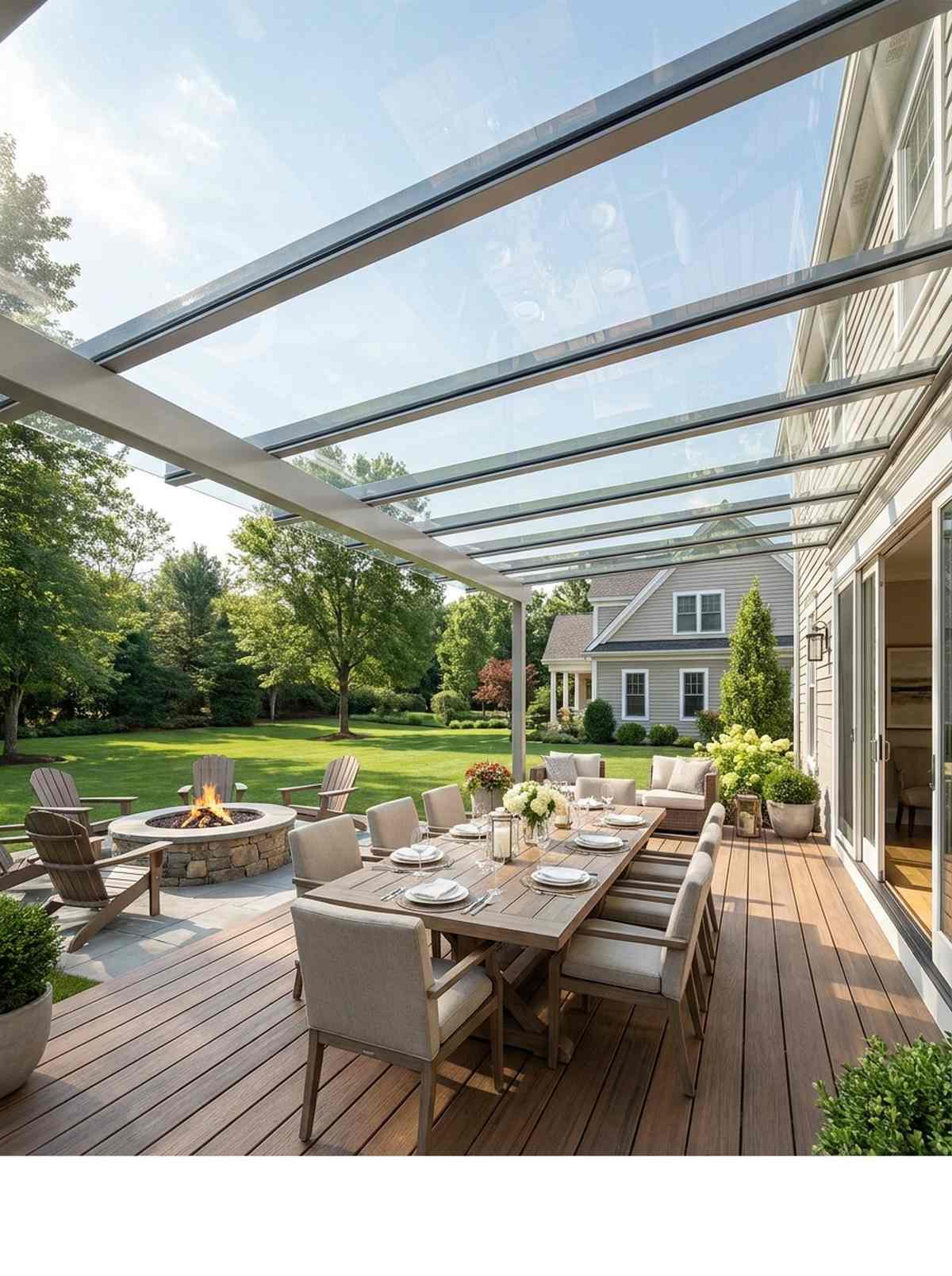 glass panel pergola canopy