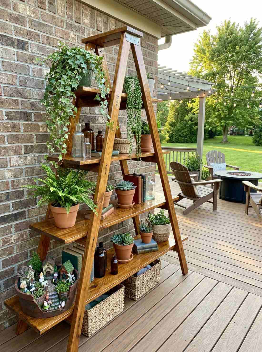 ladder shelf planter displays