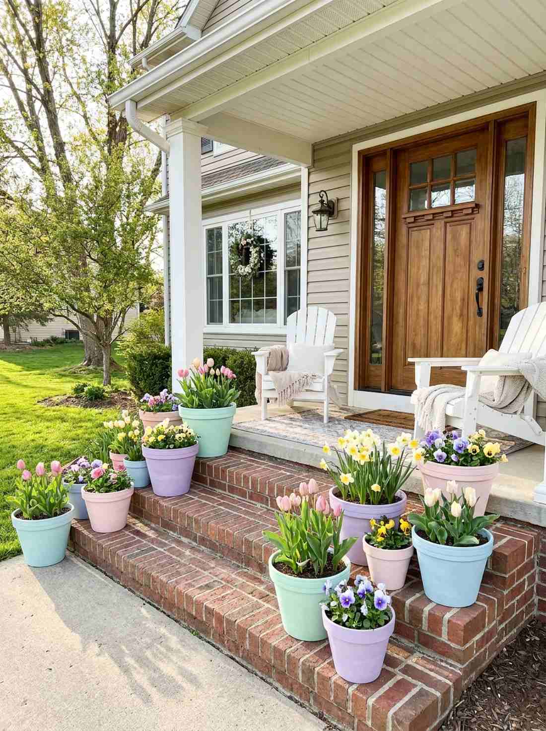 pastel painted planter clusters