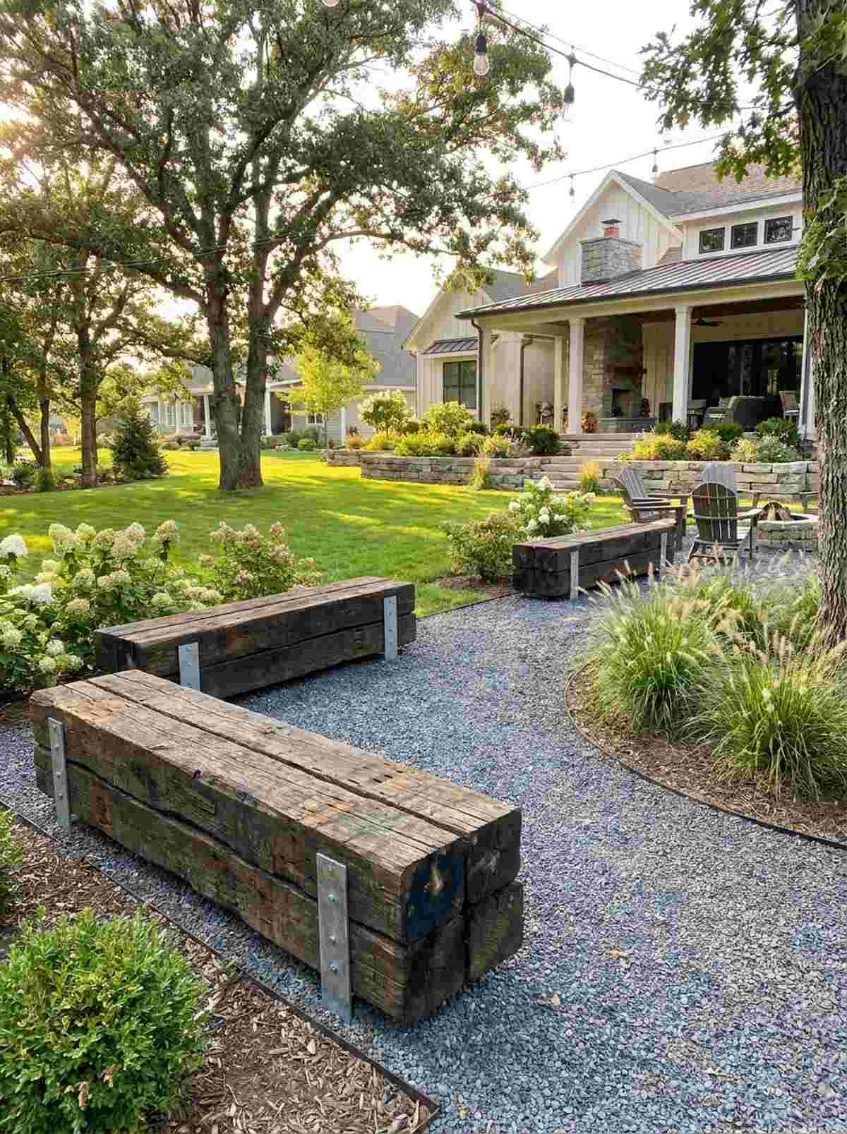 railroad tie bench seating