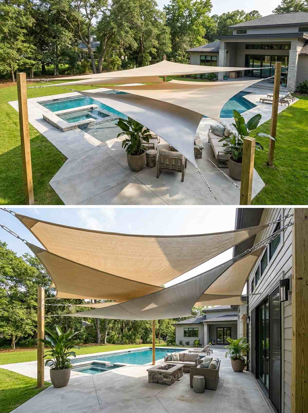 retractable shade sail arrays