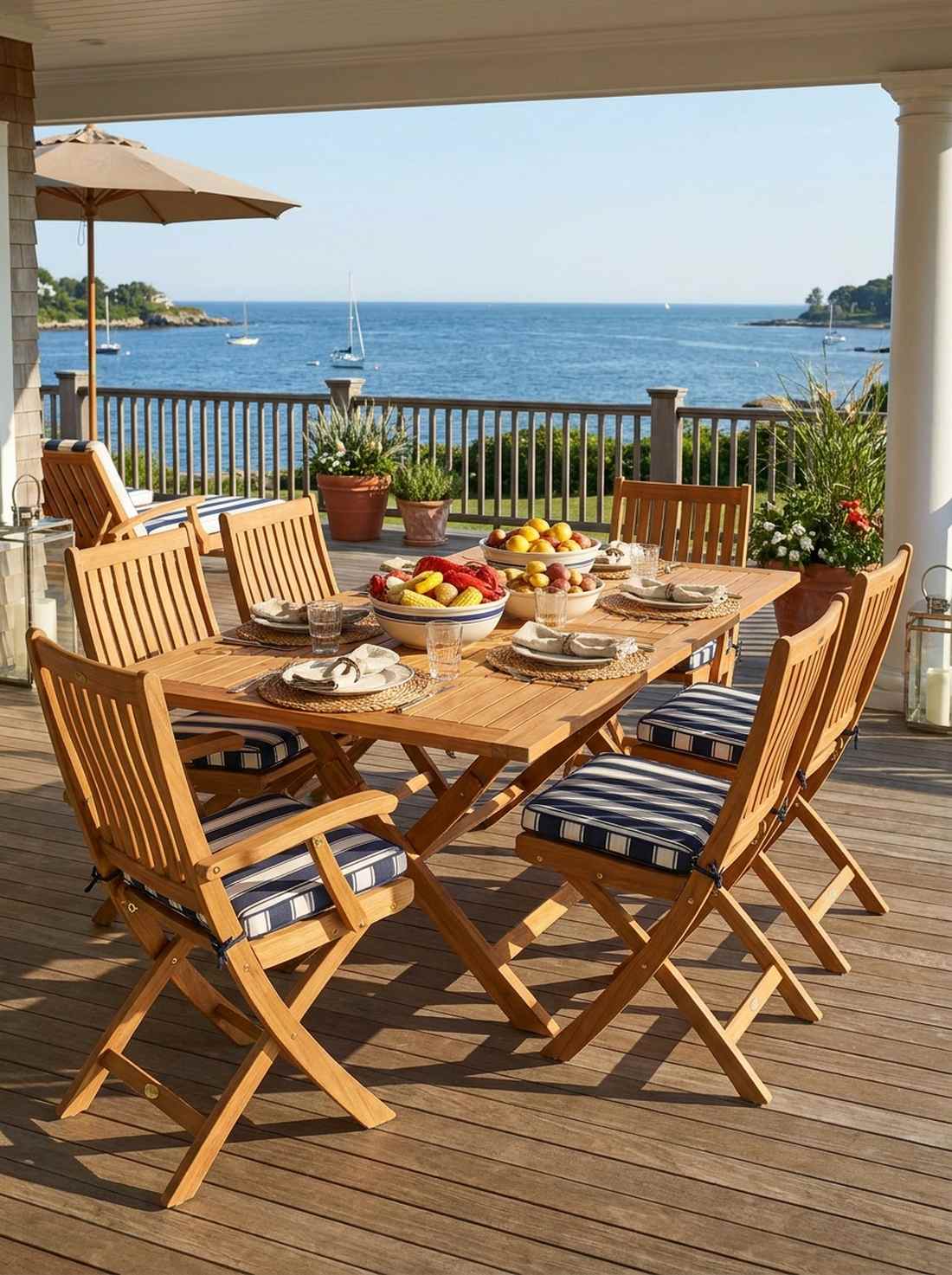 teak dining set with folding chairs