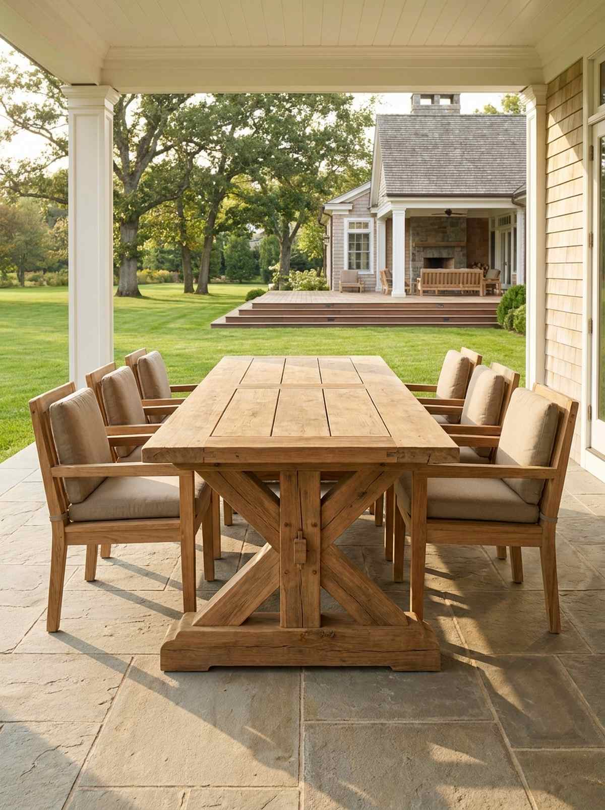 teak refectory table with cross base