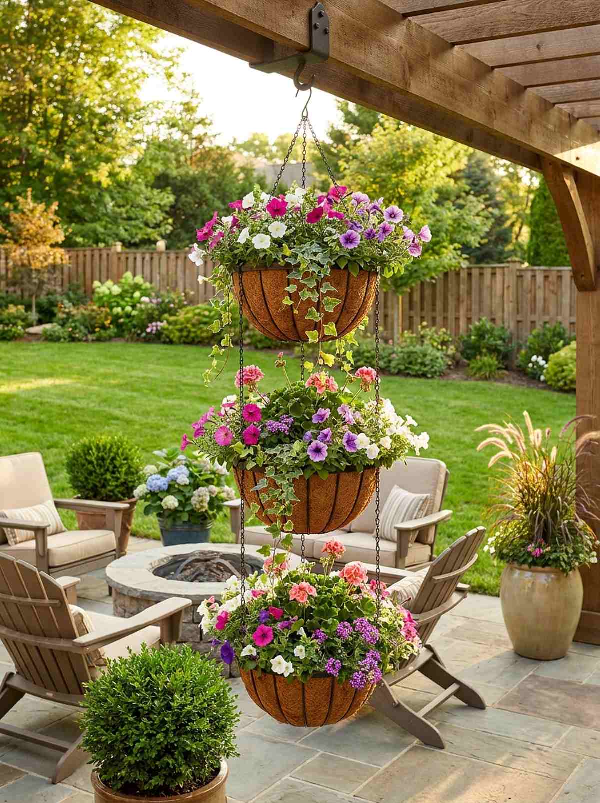 tiered hanging basket columns