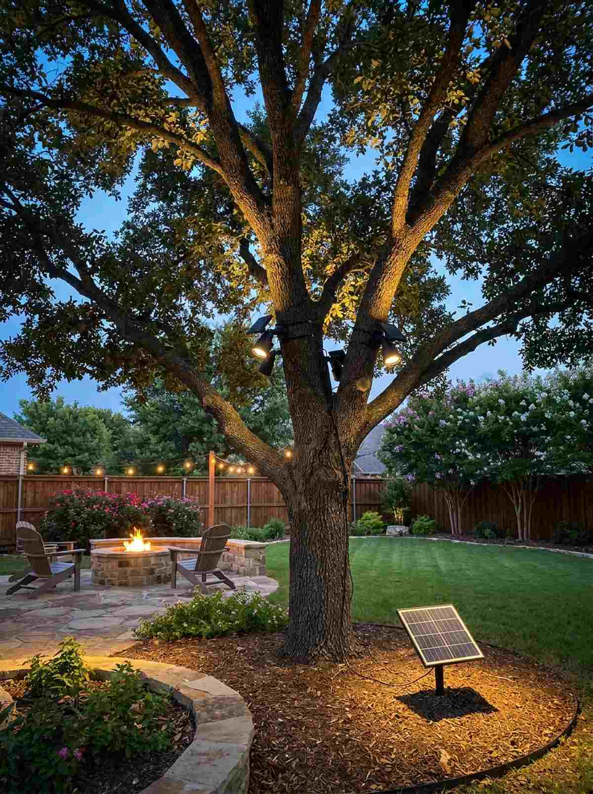 tree mounted solar spotlights