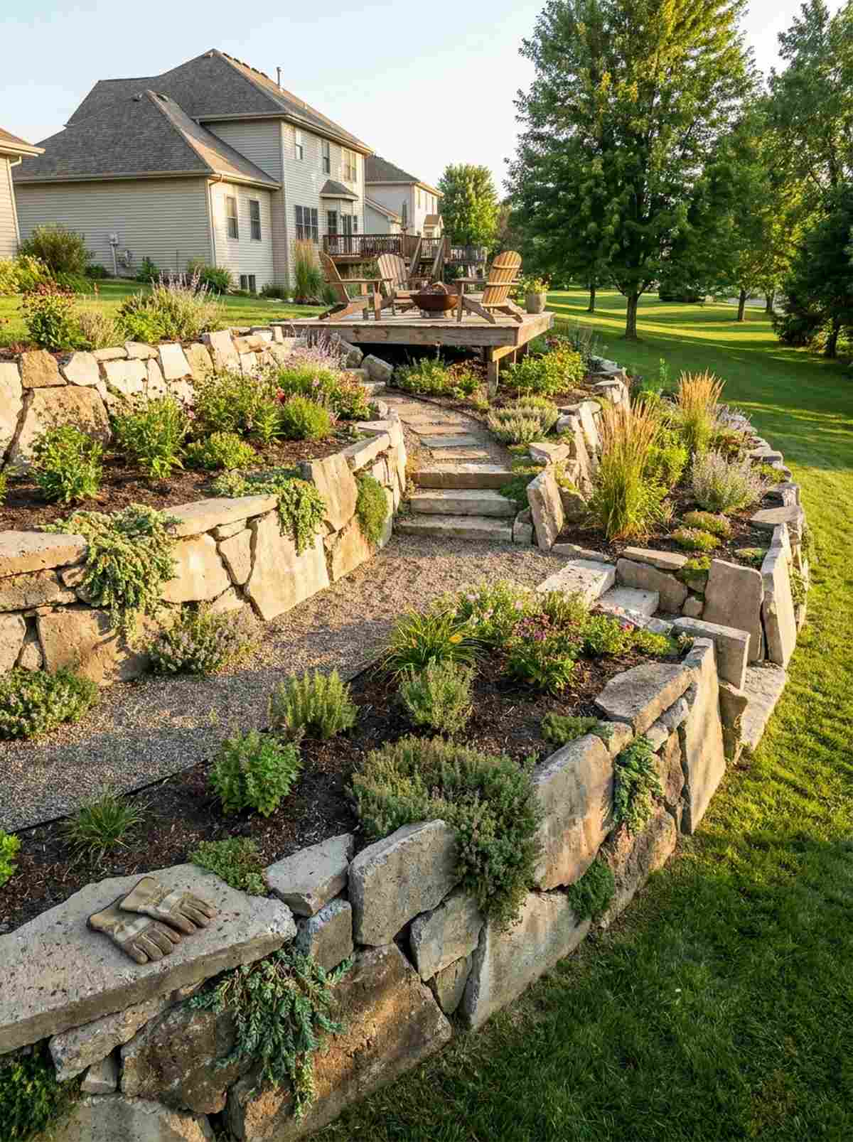 reclaimed urbanite terraces