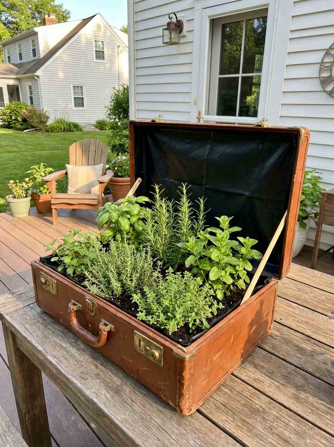 vintage suitcase herb garden