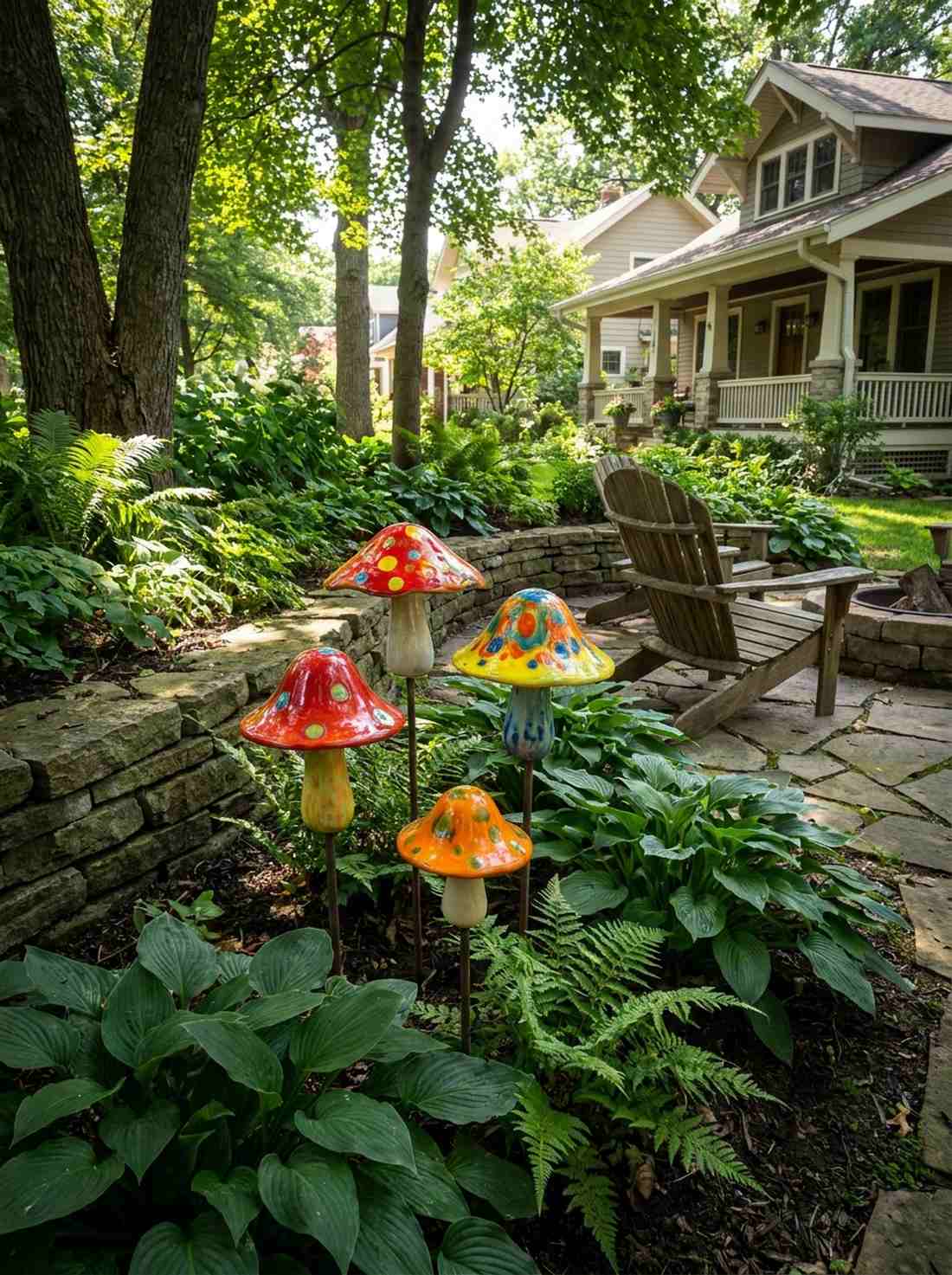 ceramic mushroom garden stakes