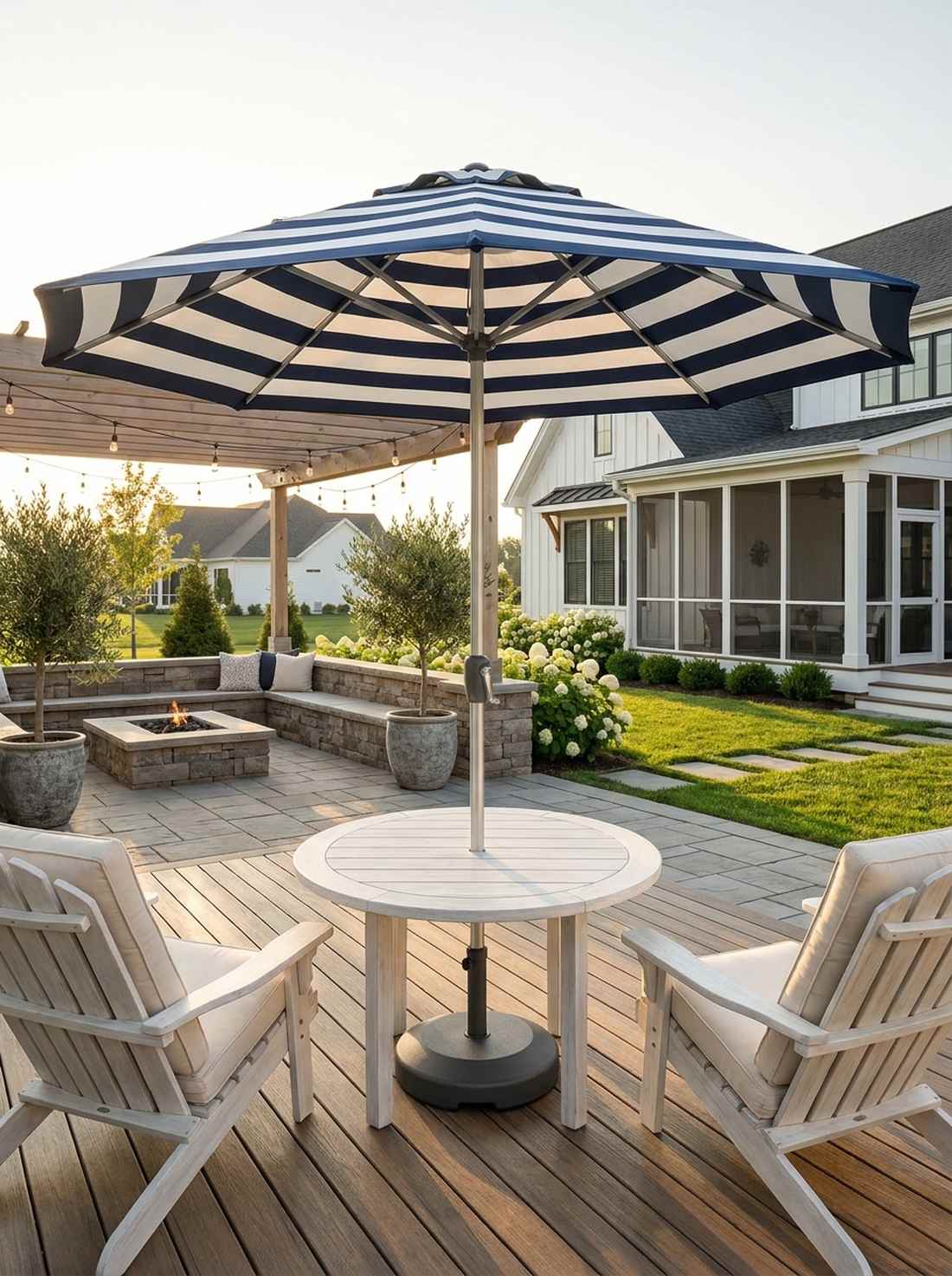 striped market umbrellas