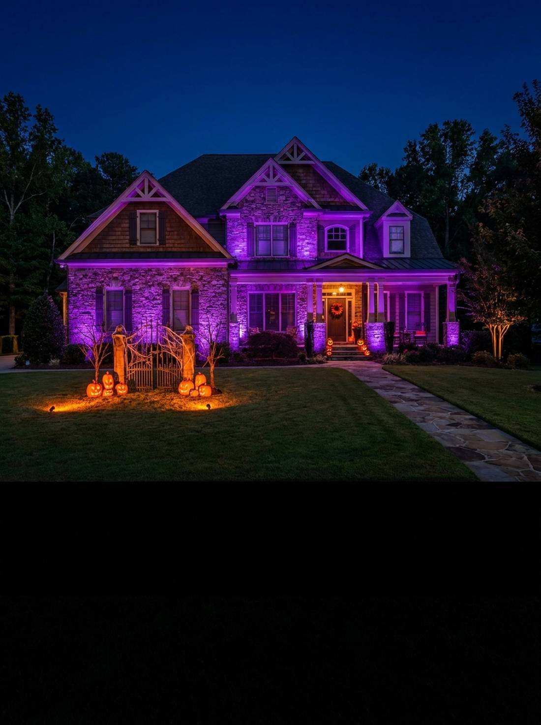 dramatic purple and orange lighting design
