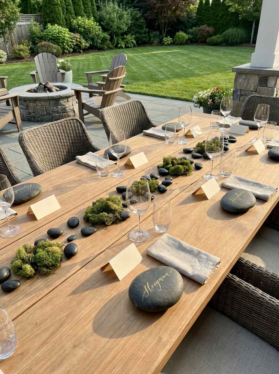 moss and stone table accents