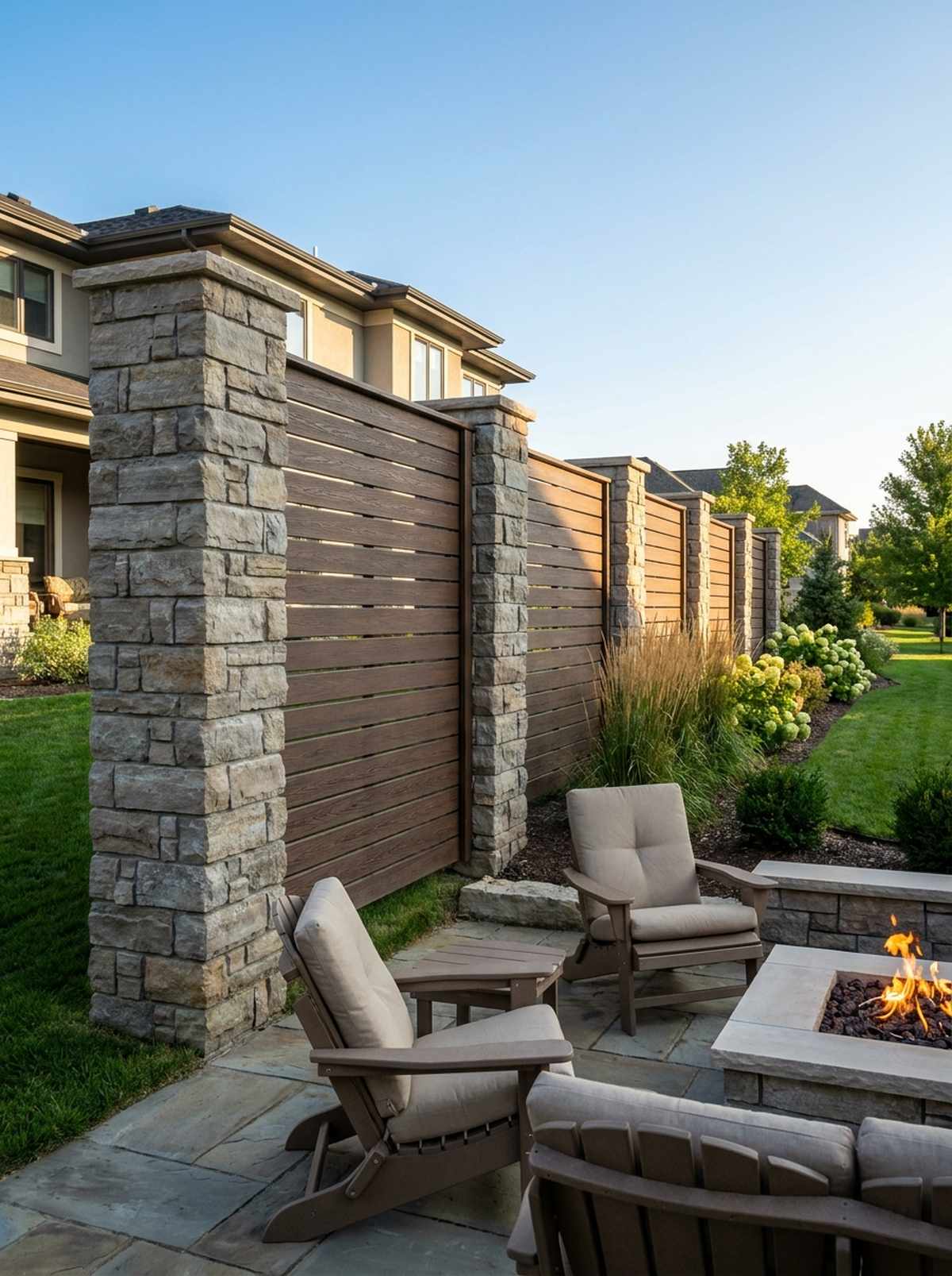 stone and composite decking wall