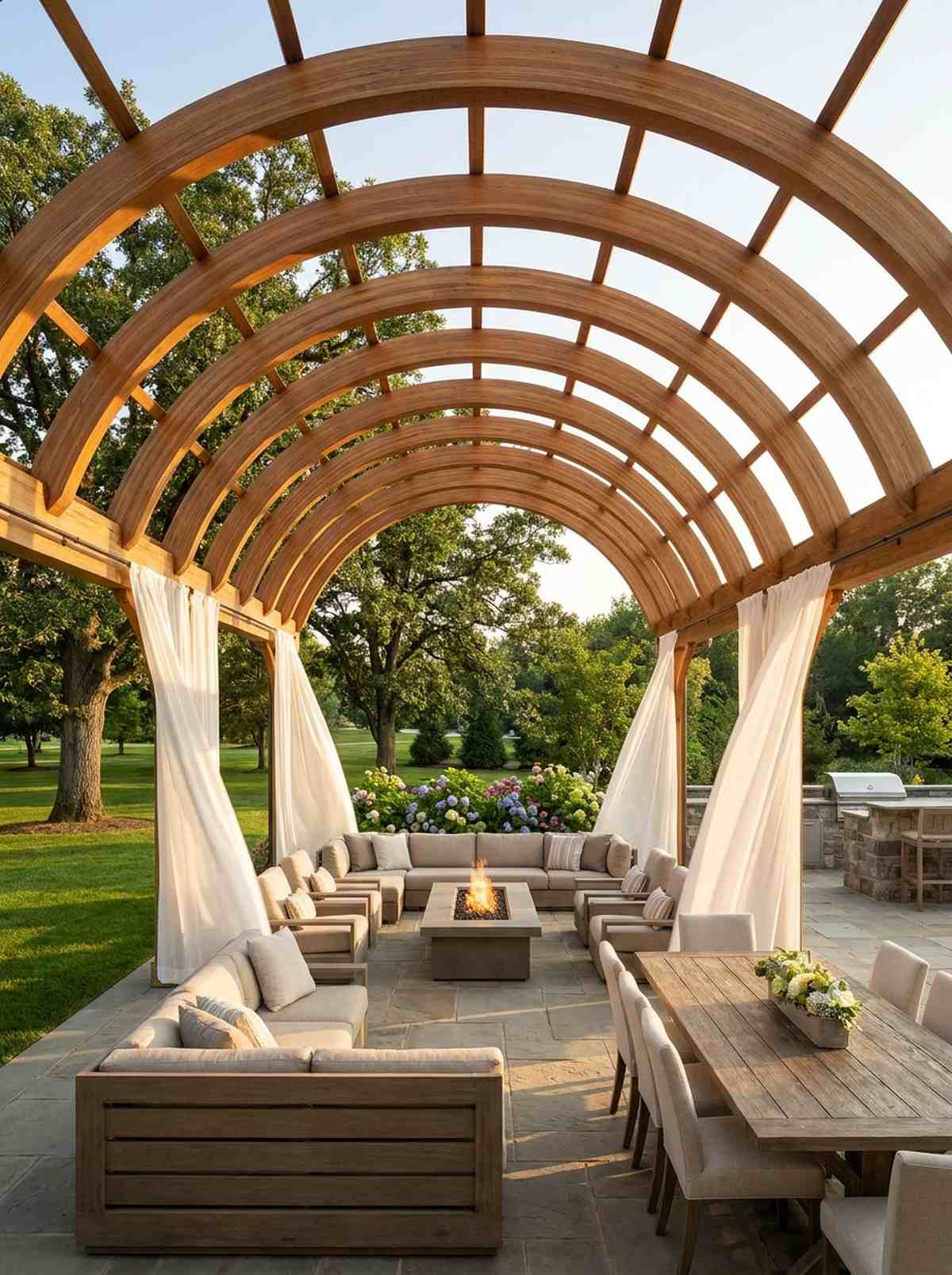 curved barrel vault pergola