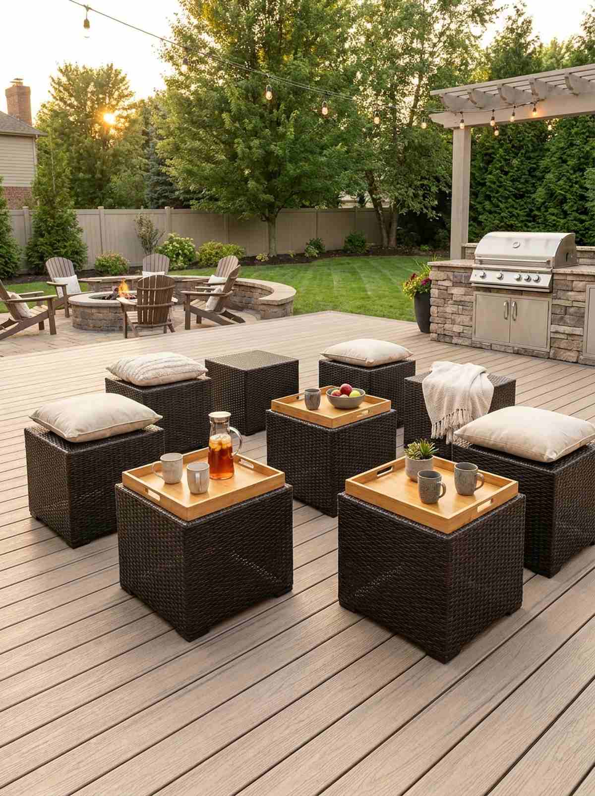 ottoman cluster as modular seating